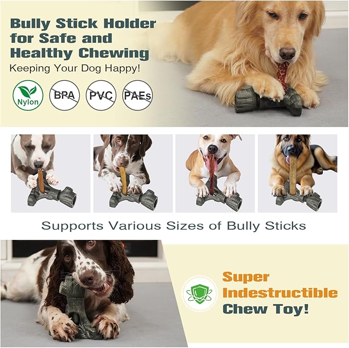 Sedioso Bully Stick Holder for Dogs, Dog Frozen Toy, Though Dog Toys for Aggressive Chewer, Sturdy Dogs Chew Holder Safety Device to Prevent Choking, BPA-Free, Long-Lasting -Fits Various Bully Sticks
