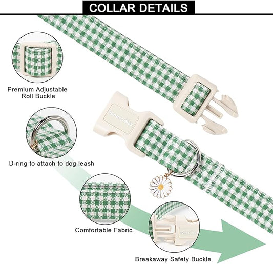 Lionet Paws St. Patrick Dog Collar- Cute Clover Green Dog Collars with Plastic Buckle, Light Adjustable Dog Collars with Clover Pendant for Medium Large Dogs