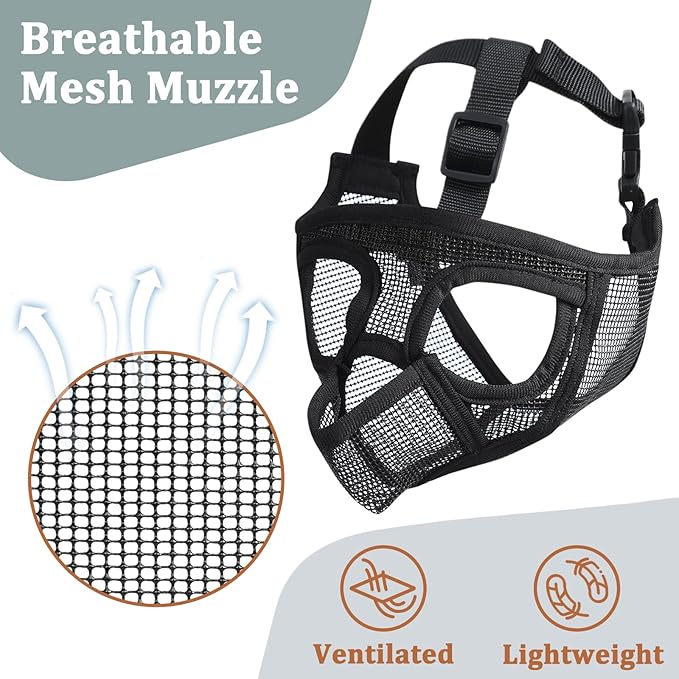 Mayerzon Short Snout Dog Muzzle for French Bulldog with Full Pant Design to Prevent Eating Biting, Soft Mesh Dog Muzzle for Shih Tzu Pug English Bulldog for Grooming Walking, Allow to Drink and Feed