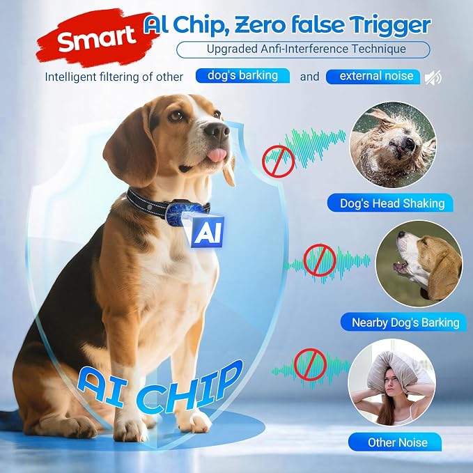 Bark Collar for Small Medium Large Dogs, Rechargeable Smart Dog Bark Collar, Anti Barking Training Collar with 5 Adjustable Sensitivity,Bark Shock Collar with Beep Vibration (Silver)