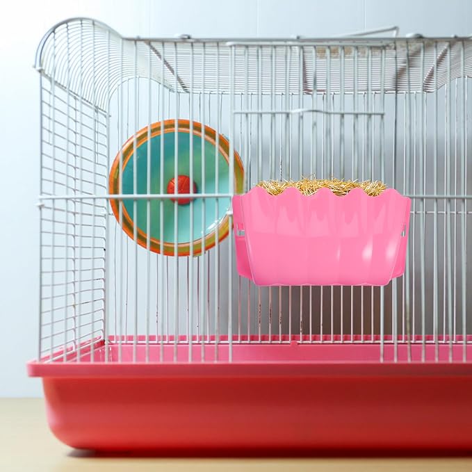 POPETPOP Small Animal External Grass Frames 2-Pack Hanging Hay Feeders for Rabbits Guinea Pigs Chinchillas Cage Accessories 9.64X5.51X2.55In Easy Installation Plastic Storage Racks