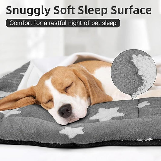 Mora Pets Dog Crate Pad Dog Kennel Bed Crate Mat for Large Dogs Washable Cute Star Pet Bed for Cage Ultra Soft Flat Pillow Cushion for Cozy Sleeping Anti-Slip Grey 42 x 27