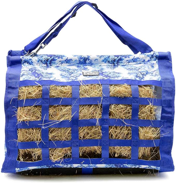 Jeffers Expression Extend Feed Hay Bag - Natural Slow Feed Hay Feeder, Durable 600D Material, Mesh Bottom & Top Loading Design, Holds Up to 2 Flakes for Horses, Goats & Livestock - Equestrian Toile