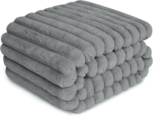 Waterproof Pet Blanket for Large Dogs & Cats - Reversible Calming Plush, Washable Furniture Cover for Couch, Bed, Car Seat, Blocks Leaks, Stains & Pet Fur (Grey, 60"x80")