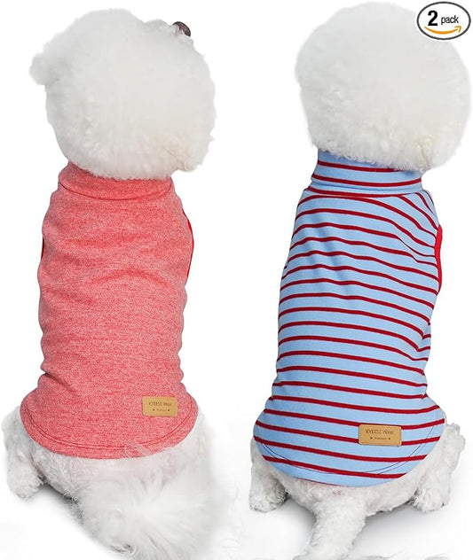 KYEESE 2Pack Dog Sweater Warm Dogs Clothes Stretchy Pets Clothes Turtleneck Dog Sweaters for Medium Dogs Girl Soft Pet Coats Turtleneck Pets Sweatshirt