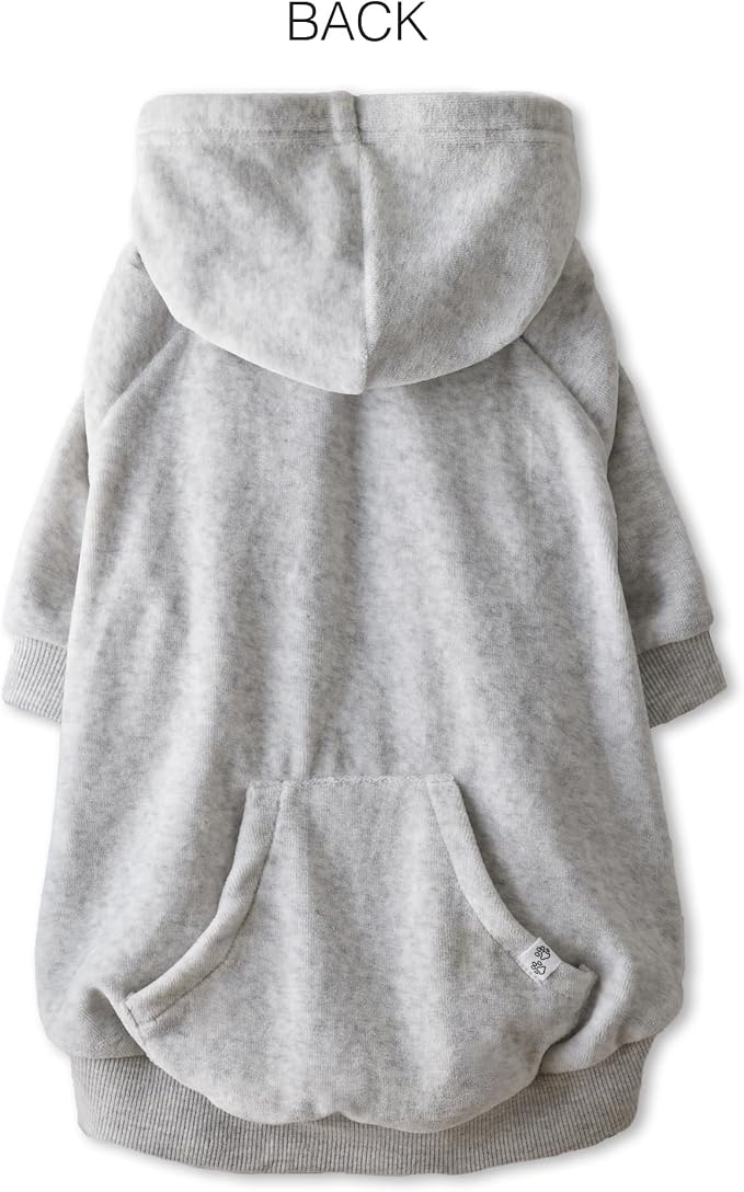 Pet Passion Cooper II Organic Cotton Velour Dog Hoodie Pet Coat for Small, Medium and Large Dogs, Light Heather Gray, X-Small