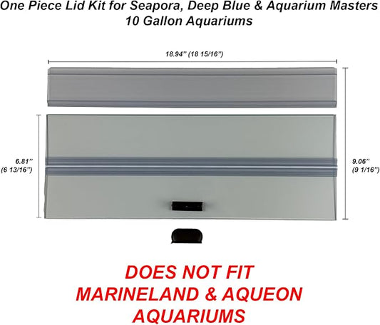 H2Pro Glass Canopy Aquarium Lid for Fresh & Saltwater Fish Tanks (S20GT for Seapora 10gal Aquariums)