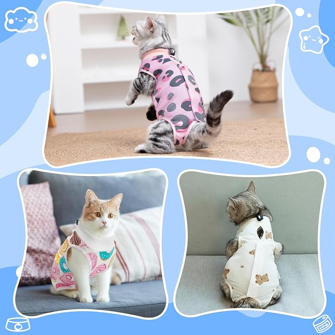 Coppthinktu Cat Recovery Suit Female, Breathable Cat Onesie After Surgery Female for Abdominal Wounds or Skin Diseases, Surgery Recovery Suit Kitten Surgical Onesie After Spay Wear Anti Licking