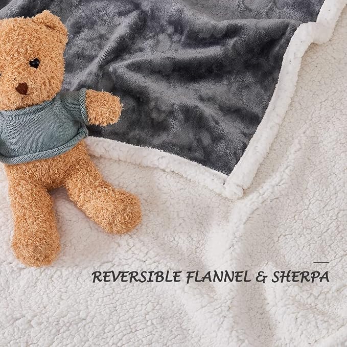 Qeils Waterproof Blanket for Bed, Dog Blankets for Large Dogs, Waterproof Cat Blanket Washable, Soft Sherpa Fleece Puppy Blanket, Reversible Throw Protector for Couch Car, 50"X60", Dark Grey