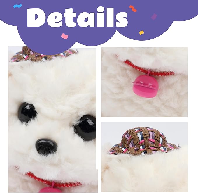 Walking White Dog Stuffed Animal Talking Wagging Nodding Educational Plush Puppy Toy Electric Interactive Animated Plushies for Girls Boys Birthday