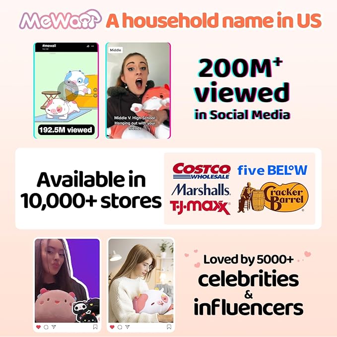 Mewaii Long Cat Plush 5 Sizes, 120% Extra Filling Giant Plushness Kids Body Pillow, Kawaii Cute Pink Cat Stuffed Animals Plushies, Big Long Body Pillow Cat Plush Gift for Girls 53”