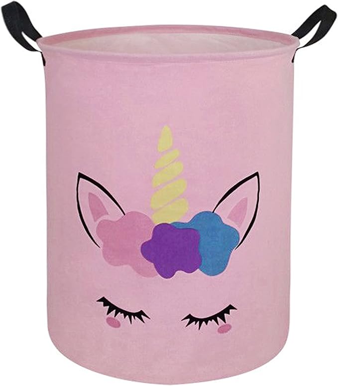 Kids Laundry Hamper Storage Basket Laundry Organizer Hamper Storage Bins Clothes Box Nursery Hamper Gift Basket with Handles (Unicorn)