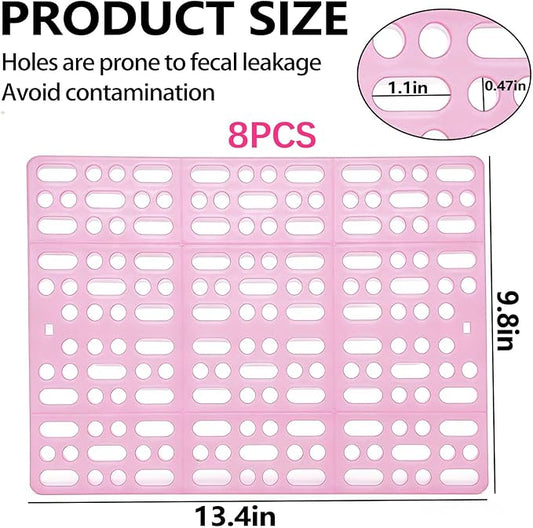 kathson 8 Pcs Rabbit Feet Pad Plastic Bunny Cage Floor Mat Foot Resting Hole Leak Water Nest Mat Pet for Small Animal Hamster Rat Chinchilla Guinea Pig Cats Dogs (Pink)