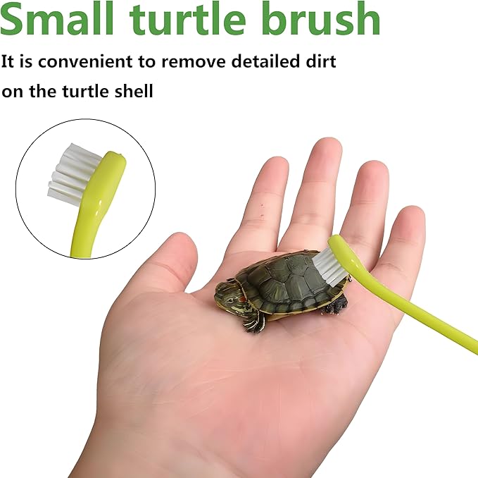 Turtle Brush with Suction Cup-Tortoise Shell Cleaner&Scratch Tool for Turtle Tanks-Aquatic Turtle Tank Accessories(3Pcs)