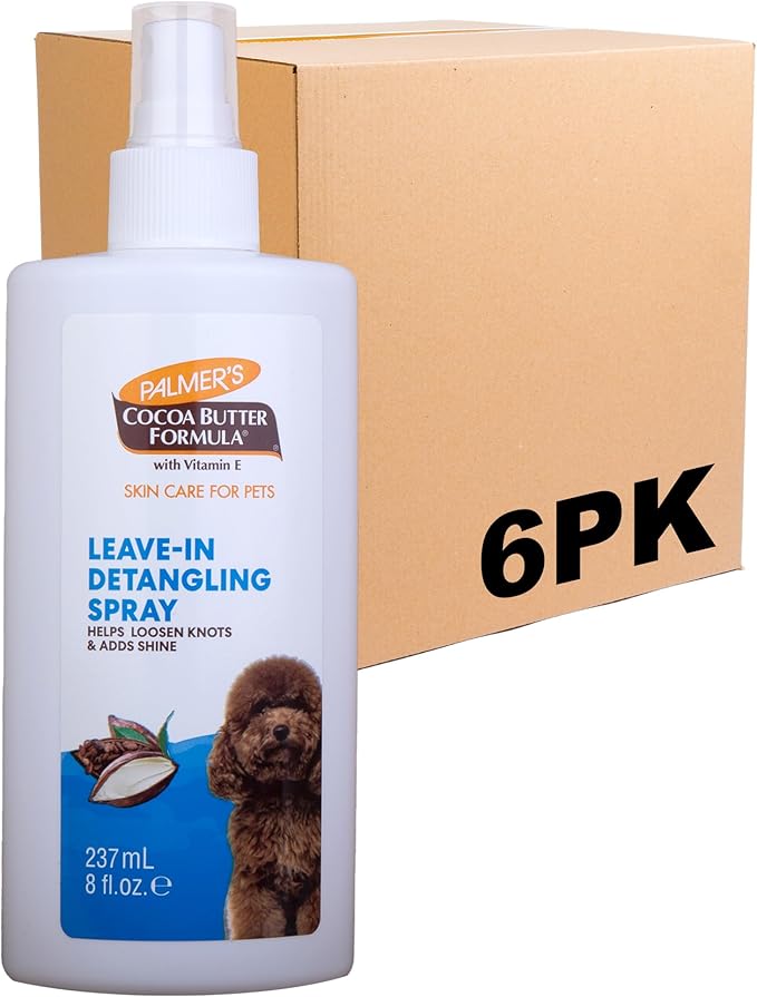 Palmer’s for Pets Detangling and Conditioning Leave-In Spray, Cocoa Butter - No-Rinse Dematting Dog Conditioner Spray with Vitamin E, Tangle and Knot Remover, 8 Fl Oz - 6 Pack