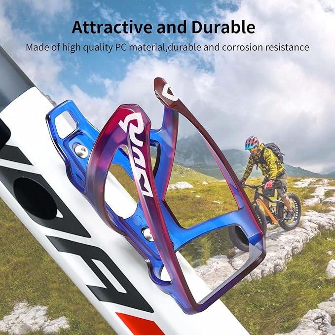 Suruid Bike Water Bottle Cage, Universal Bike Water Drink Holder Durable Ultralight Plastic Water Bottle Holder for Bicycle, Cycling Bottle Cages for MTB, Road Bike, Mountain Bike,2 Pack - Blue Purple