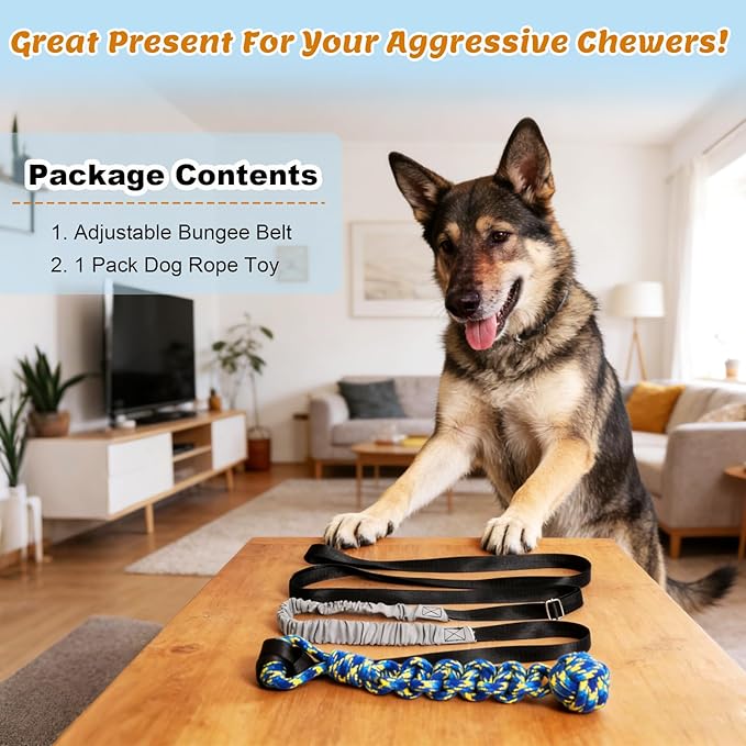 Interactive Dog Bungee Tug Toy Outdoor Hanging Tree Dog Rope Toy with Black Sun-Resistant Rope & Blue Pull Ball Adjustable Tether Tug for Small to Large Dogs Yard Play