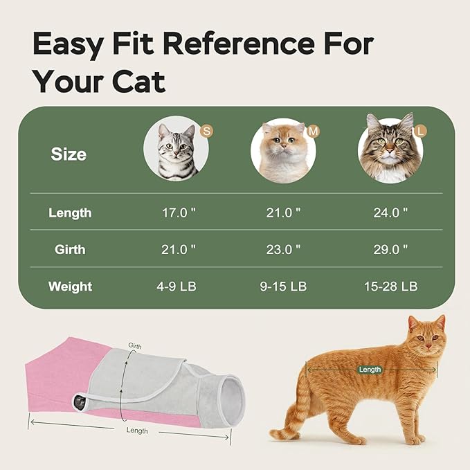 Cat Wrap for Cutting Nails, Self-Adhesive Cat Nail Clipping Restraint Bag, Anti-Scratch Cat Grooming Wrap Swaddle for Meds, SubQ Fluids, Ear Cleaning, Teeth Brushing & Vet Visits,Pink,M