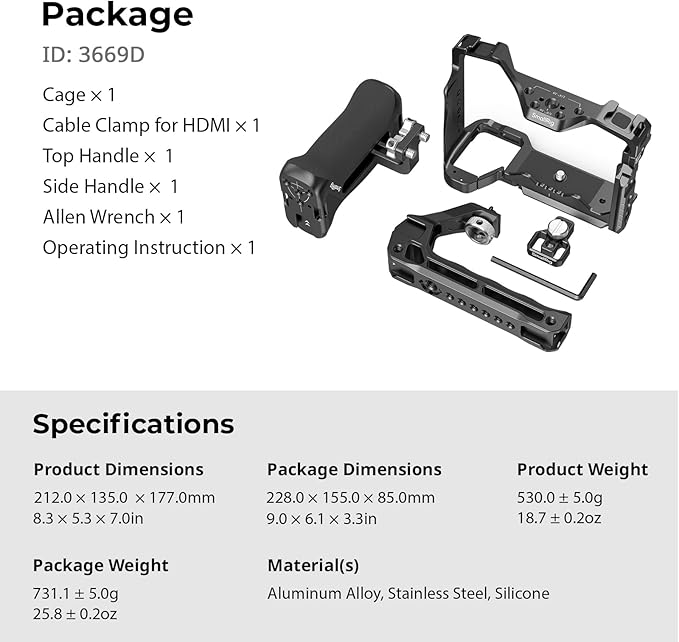 SmallRig HawkLock Quick Release Cage Kit for Sony Alpha 7R V/Alpha 7 IV/Alpha 7S III/Alpha 1 / Alpha 7R IV/Alpha 7 V, Full Cage with Top & Side Handle, Cable Clamp (Upgraded Version)