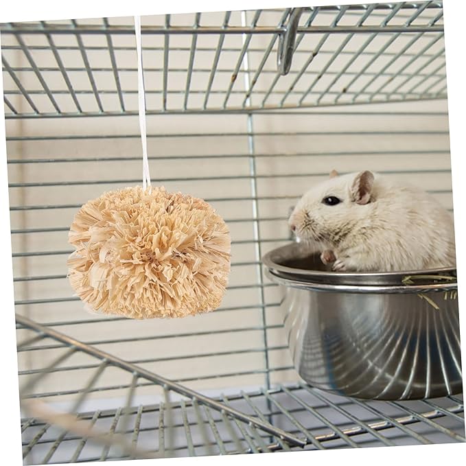 Totority 2Pcs Natural Material Bunny Molar Balls Small Animal Chew for Teeth Grinding and Mouth Cleaning Safe Rabbit and Hamster Playthings for Guinea Pigs Squirrels and Gerbils Teeth Care