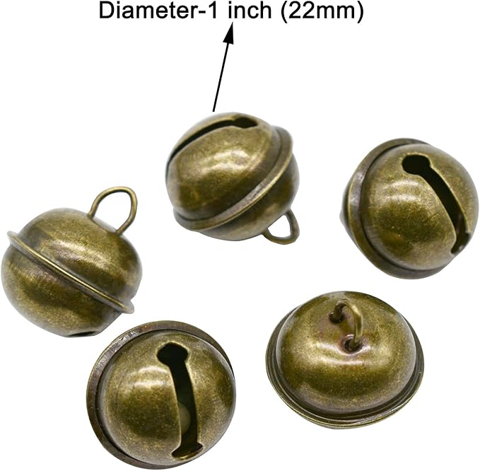 Maydahui 20 PCS Vintage Jingle Bell 1 Inches Antique Decorative Tone Copper Bell for Pet Dog Cat Pendants Christmas Tree Crafts Decoration