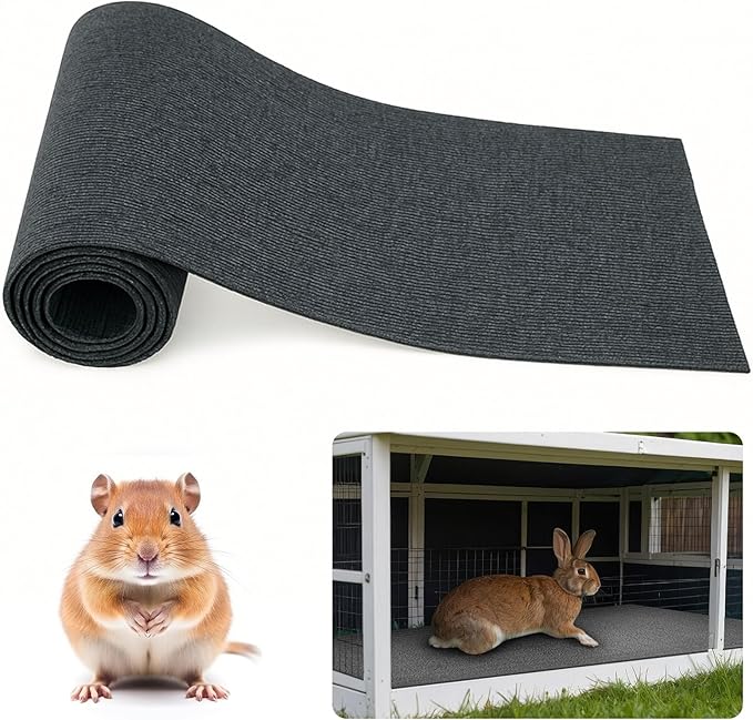 Rabbit Scratch Mat 12inchx6.56ft Self Adhesive Bunny Scratching Pad Cuttable Claw and Teeth Care Rabbit Chew Toys for Cage Small Animal Scratching Rug for Biting Sleeping Nesting(Dark Gray)