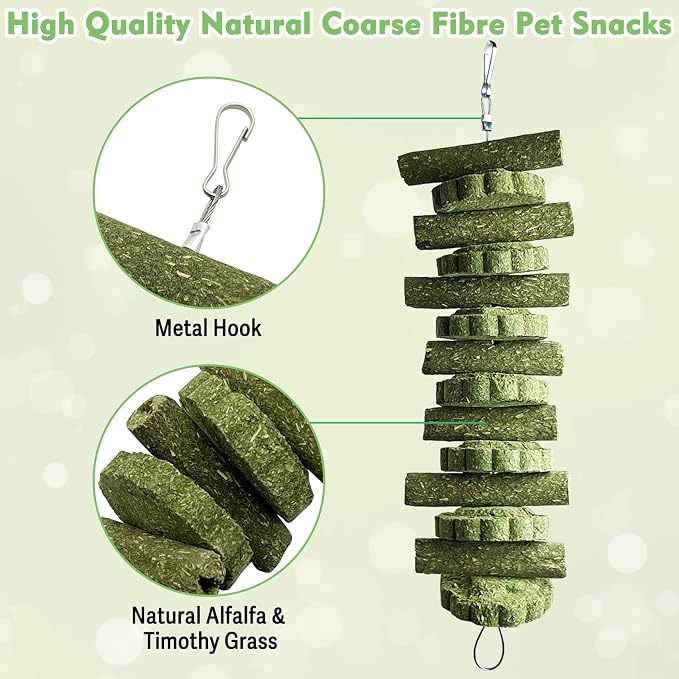 kathson 3Pcs Bunny Chew Toys Rabbit Chewing Toy for Teeth Hanging Grinding Chinchilla Treats Timothy Grass Cake Molar Balls for Guinea Pigs Hamsters Gerbils Rats Squirrels Playing Improve Pets Dental