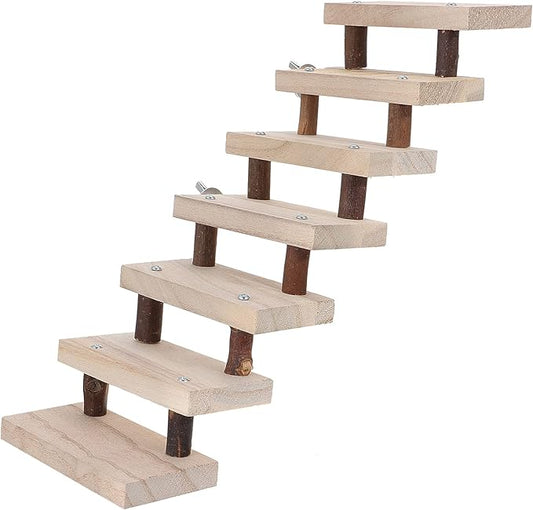 NUOBESTY Small Animal Wooden Ladder Platform Cage Bridge Guinea Pig Habitat Climbing Toy for Rabbit Hamster Bunny Squirrel Hedgehog Chinchilla Rat Mouse