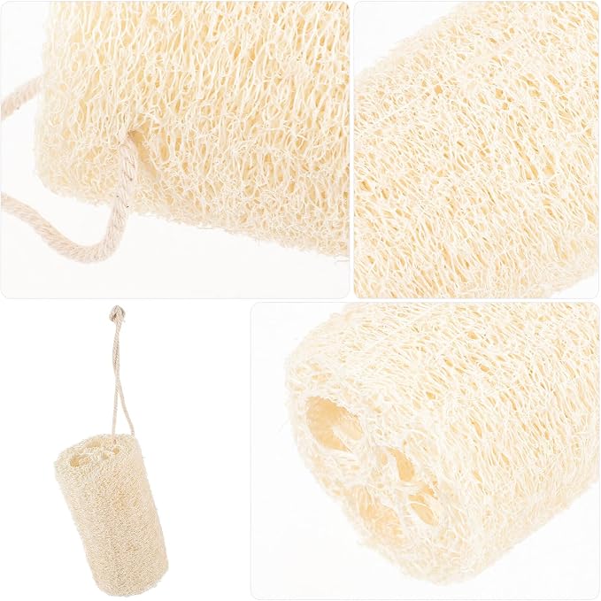 Kisangel Natural Loofah Chewing for Small Pets Molar Care for Hamsters Guinea Pigs Rabbits Chinchillas Parrots Thick Non-Toxic Teeth Grinder and Cleaning Loofah Scrubber with Rope