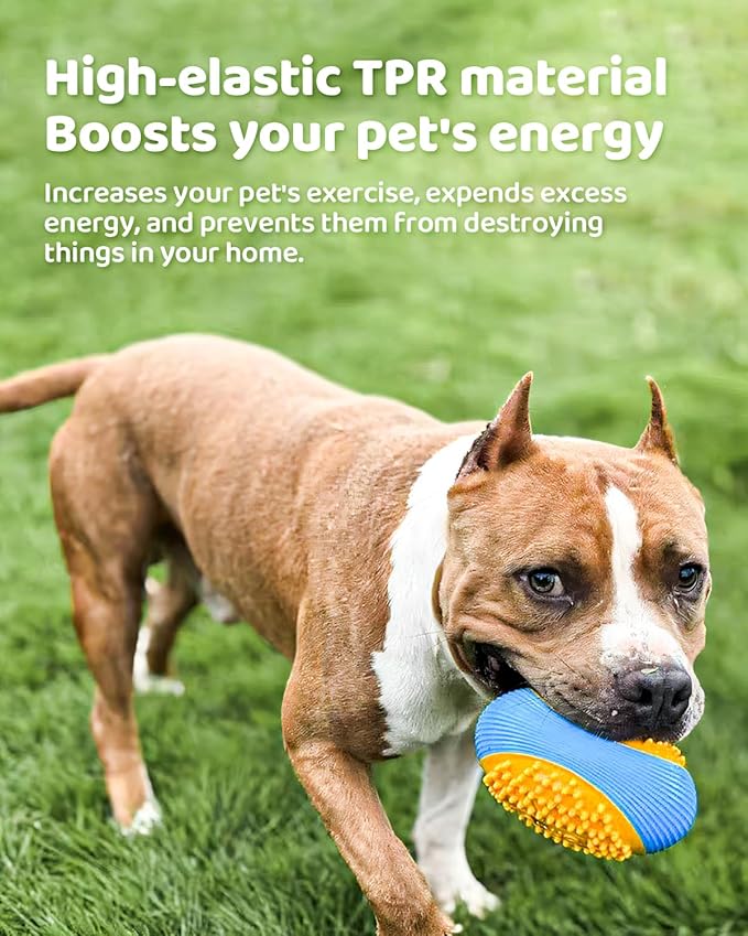 Olive Squeaky Dog Chew Ball for Aggressive Chewers Interactive Fetch Toy, TPR Material, Dental Cleaning Dog Toy for Small Medium Large Dog, Indoor Outdoor Puppy Chew Toy Green