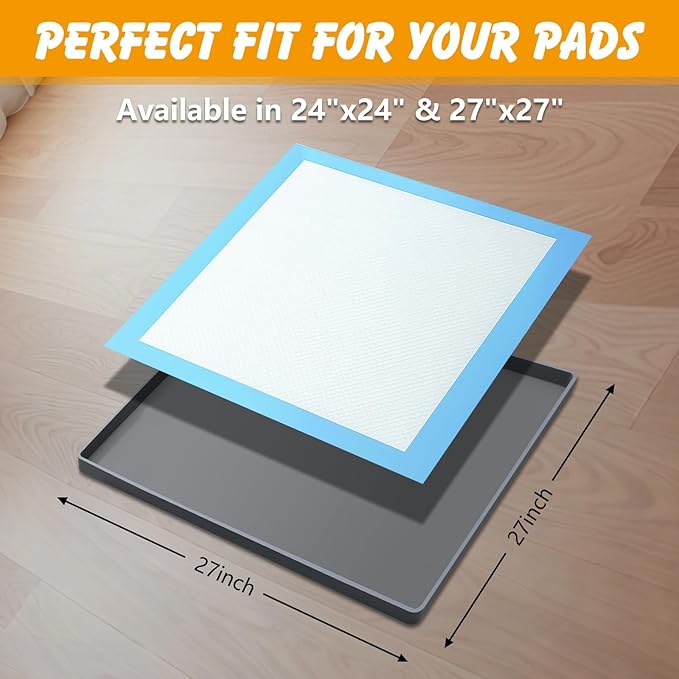 ondware Silicone Dog Pee Pad Holder for Standard 27x27 in Pads, Non-Slip Leak-Proof Puppy Pad Tray, Portable Puppy Training Mat with Raised Edges for Floor Protection, Easy to Clean