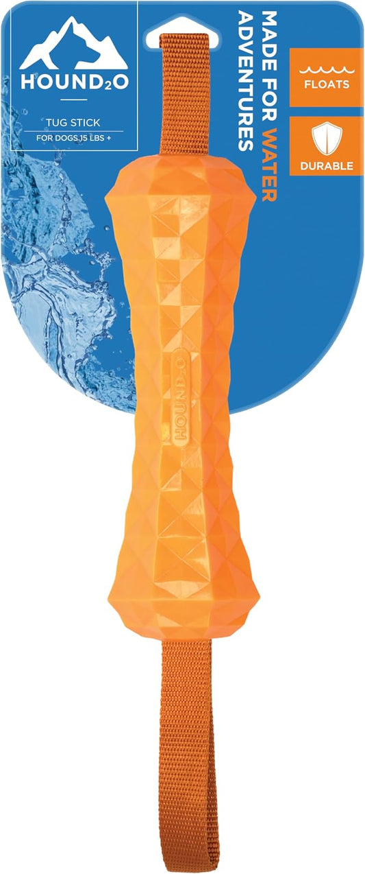 Playology HOUND2O Dog Toys | Tug Stick Floating Outdoor Toy for Dogs | Bright Orange Fetch Toy for Tug of War
