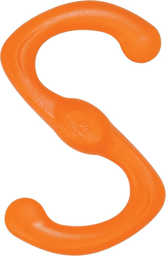WEST PAW Zogoflex Bumi Dog Tug Toy – S-Shaped, Lightweight Chew Toys for Fetch, Play, Pet Exercise – Tug of War Soft Flinging Squishy Chewy Toy for Dogs – Guaranteed, Latex-Free, Small 8", Tangerine