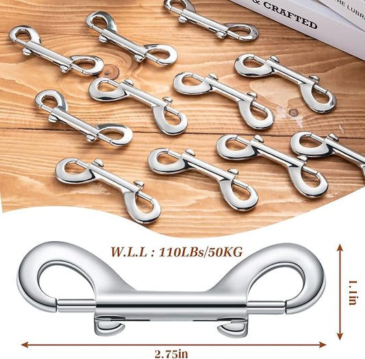 BBTO 12 Pieces Double Ended Bolt Snaps Hook Zinc Alloy Double Trigger Clips Home Pet Accessory for Linking Dog Leash Collar Leash Key Chain Horse Tack Pet Sling Feed Buckets (2.75 Inch)