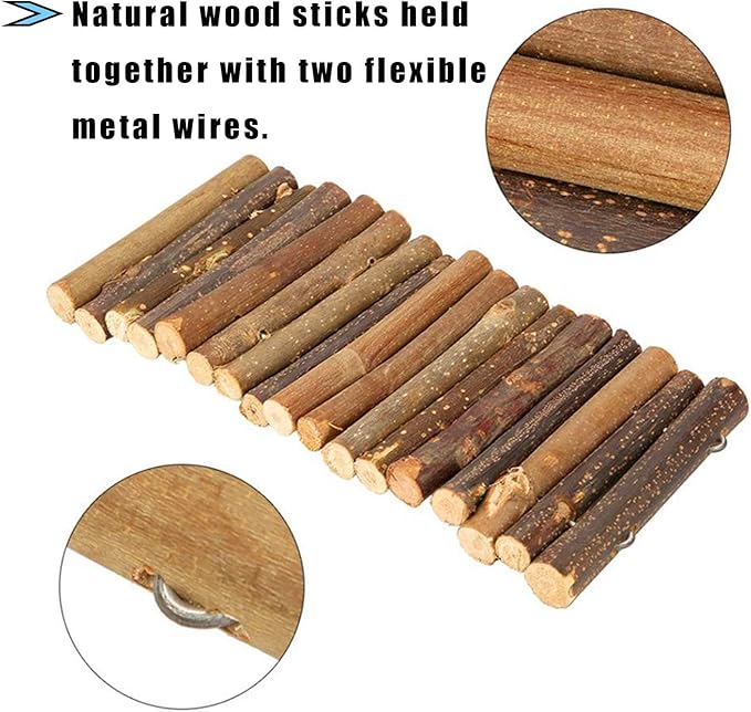 Hamster Bridge Rat Ladder Wooden Bridge Toy for Small Animals Cage Wood Ladder Natural Hideout for Guinea Pig Chinchilla Ferret Reptile (Pack of 4) (4ladder)