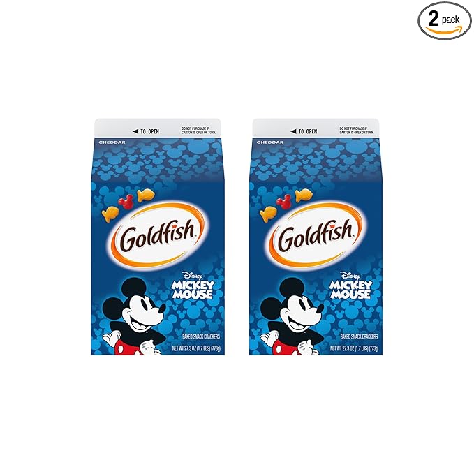 Goldfish Disney Mickey Mouse Cheddar Crackers, Snack Crackers, 27.3 oz carton (Pack of 2)