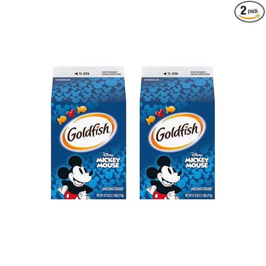 Goldfish Disney Mickey Mouse Cheddar Crackers, Snack Crackers, 27.3 oz carton (Pack of 2)