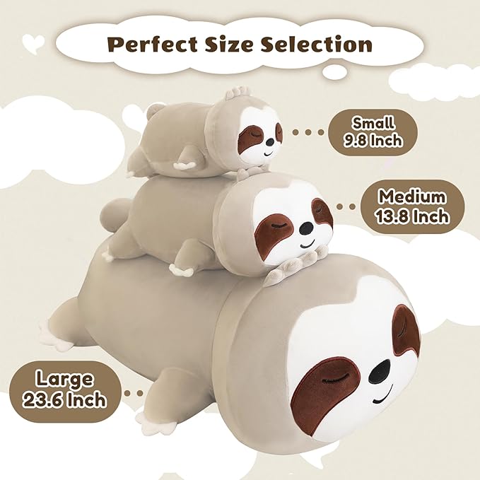 Finebee Weighted Sloth Stuffed Animals, Cute Weighted Sloth Plush, Soft Stuffed Weighted Plushie Pillow Gifts for Kids & Adults (13.8" 1.6Lbs)