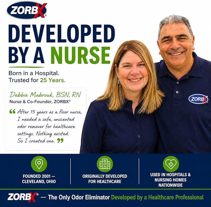 ZORBX Unscented Odor Eliminator for Strong Odor 16 Fl Oz - Used in Hospitals & Healthcare Facilities - Advanced Trusted Formula, Fast-Acting Odor Remover Spray for Dog, Cat, House & Carpet