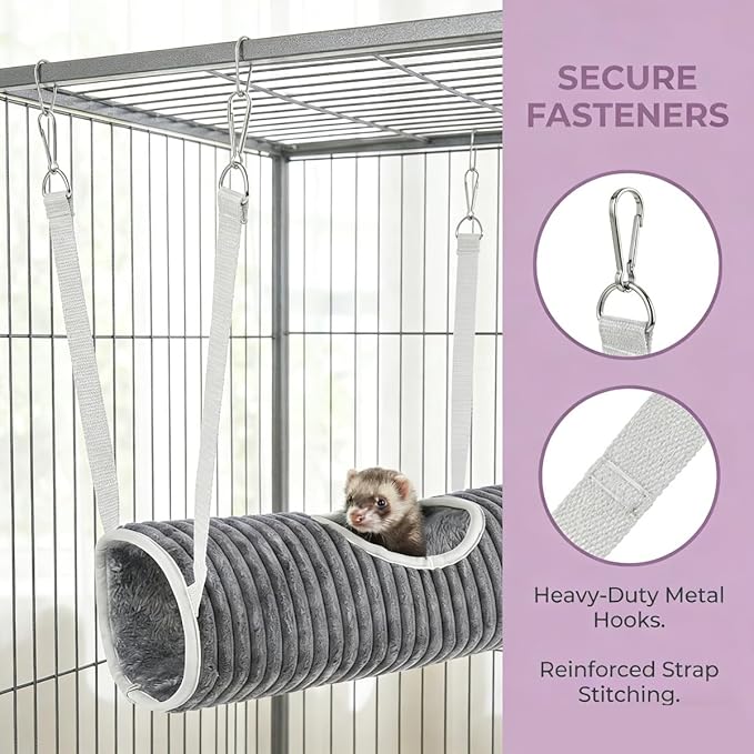 3 Pack Ferret Tunnel Hanging Warm Swinging Hammock Bed Hideout Sugar Glider Tube for Ferret Guinea Pig Rat Squirrel (3Pcs)