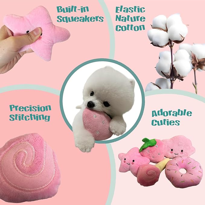 20Pcs Puppy Teething Toys for Small Medium Dogs - Cute Chew Toy Bundle Includes Plush Squeaky Toys, Rubber Ball, Rope Toy, TPR Bone, Dental Chew Ring - Interactive Dog Toy Gift with Storage Bag
