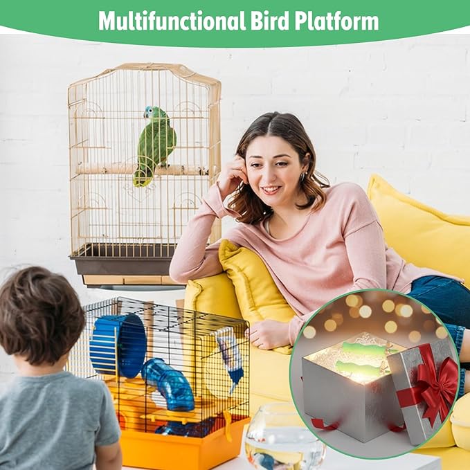 2PCS Bird Perches for Cage, Bird Beak Grinding Stone, Parrot Stand Claw Trimming Chewing Toy Accessories for Budgies Parakeets Cockatiels Conures Supplies (S)