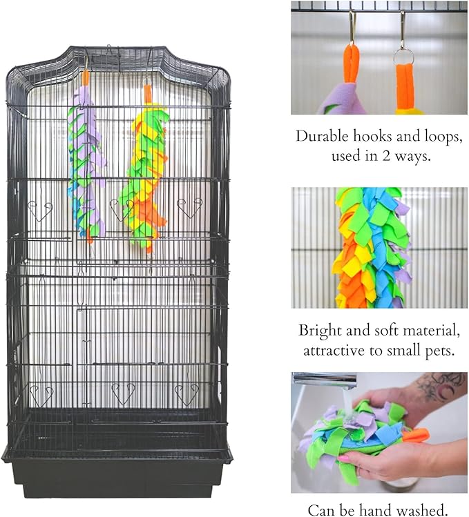 FABMODE 2 Packs Small Pet Toys, Sugar Glider Cage Accessories, Climbing Toys Swing Toys, Suitable for Ferret Birds Parrots Hamster Squirrel Chinchilla Guinea Pigs (with one Water Bowl)