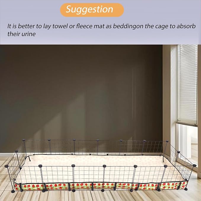 Guinea Pig Cage Liner，Washable Waterproof Oxford Cloth Cage Liners for Small Animals,Hamster Chinchilla Hedgehog Rabbit and Other Small Animals Not Include Cage (24x72 inches)