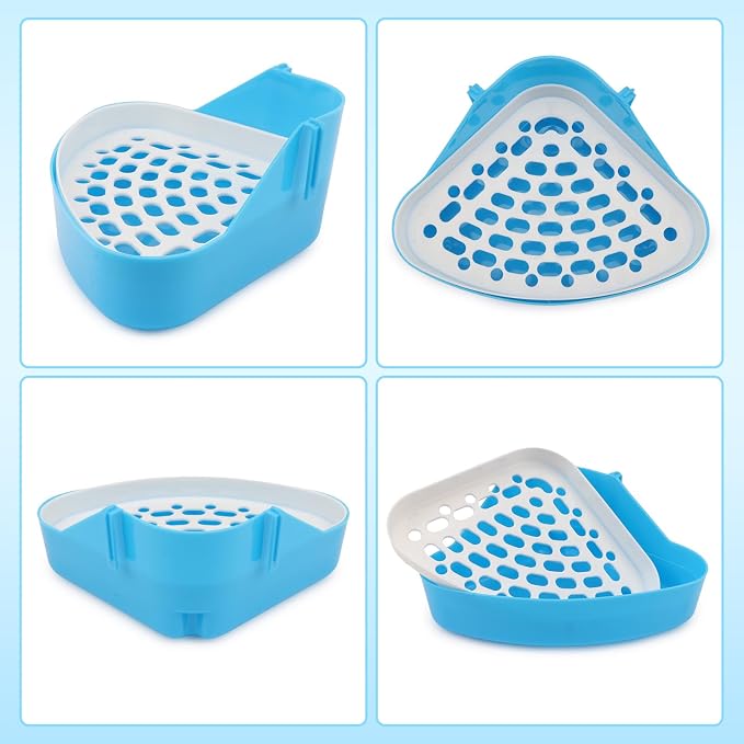 Hypeety Pet Toilet Small Animal Litter Tray Corner for Hamster Guinea Pig Ferret Gerbil Chinchilla Pet Small Rat Toilet (Blue)
