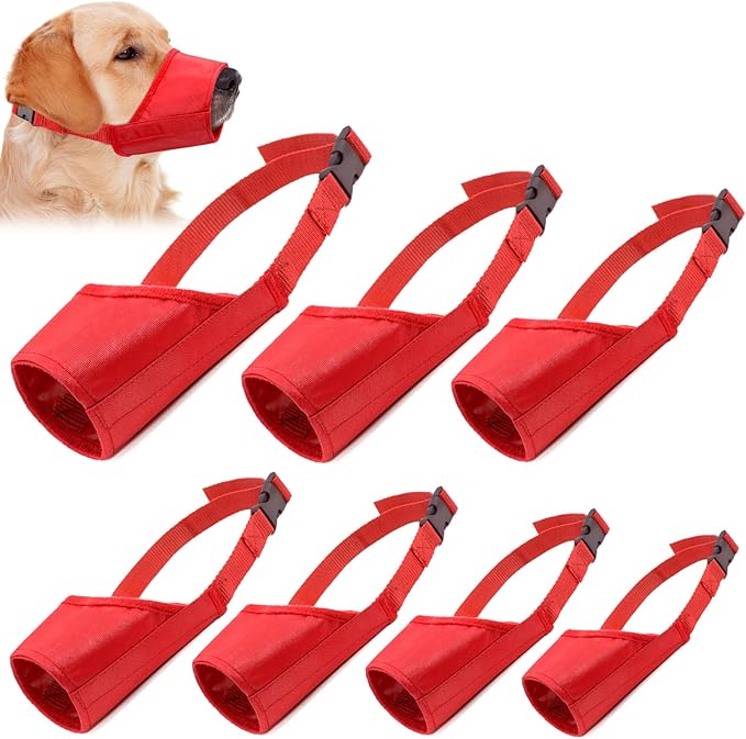 Coppthinktu 7PCS Adjustable Muzzle for Biting Barking, Comfortable Dog Mouth Cover for Small Medium Large Dogs with Long Snout