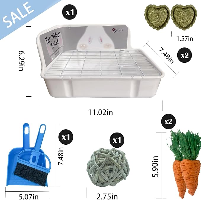 kathson Guinea Pig Litter Box,Bunny Potty Training,Plastic Square Small Animal Toilet,for Hamster Chinchilla Ferret Hedgehog Gerbil(White)