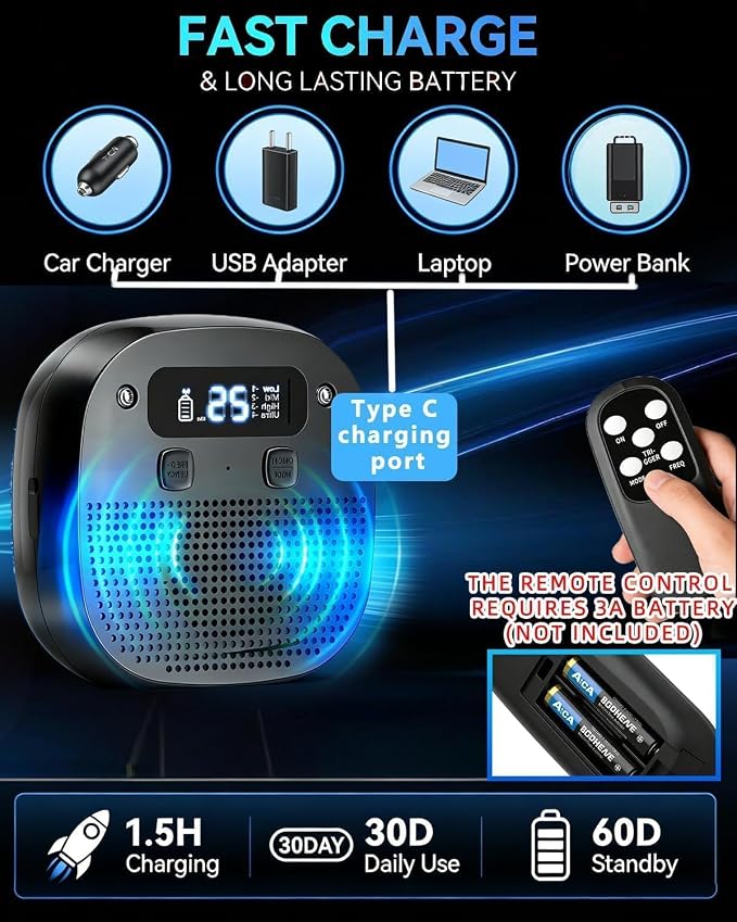 Dog Barking Control Devices, Ultrasonic & Sensor Technology, Anti Barking Device for Dogs with Remote Control, Adjustable Modes & Frequencies, Rechargeable, Bark Box Indoor Outdoor（PureBlack）