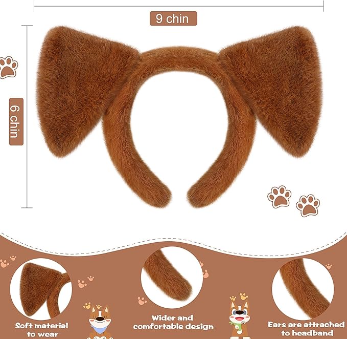 SATINIOR Puppy Dog Costume Set Ears Headband Nose Bow Tie Tail Animal Cosplay for Halloween