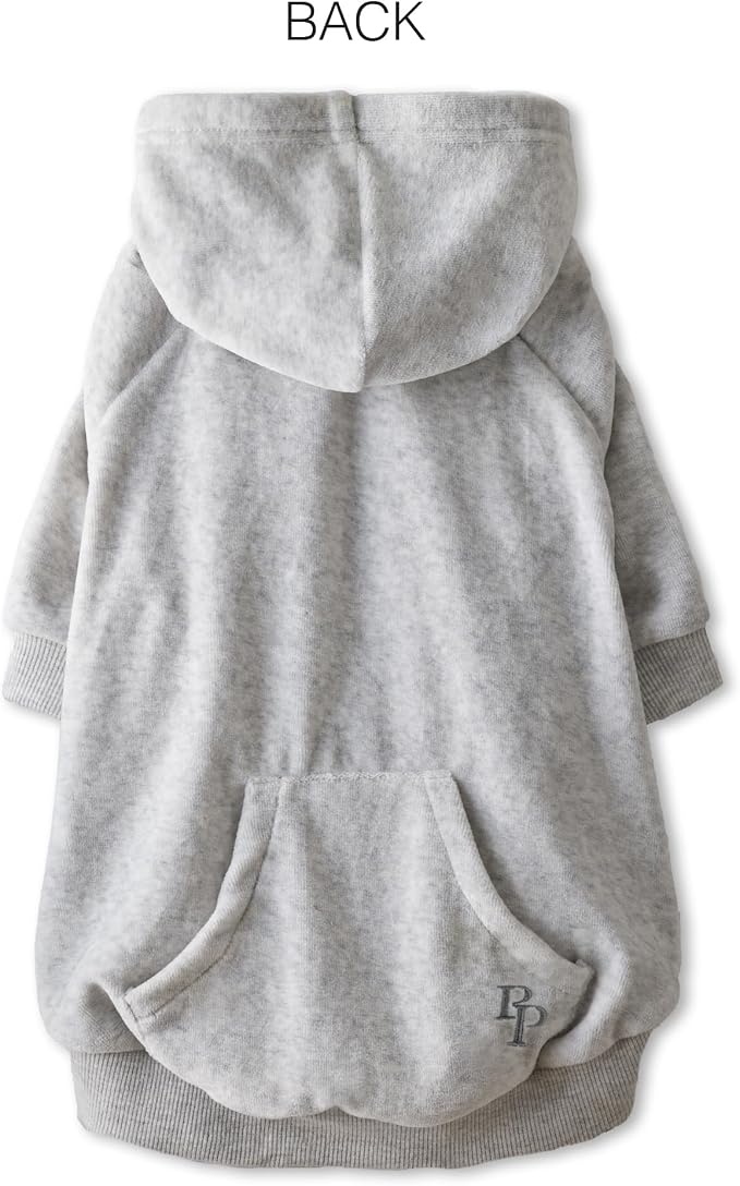 Pet Passion Cooper II Organic Cotton Velour Dog Hoodie Pet Coat for Small, Medium and Large Dogs, Light Heather Gray, XX-Large (70-110 lbs)